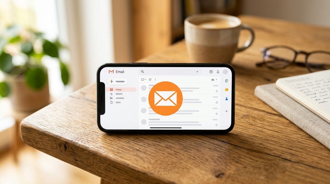 Smartphone mit Vodafone-App und einer geöffneten E-Mail-Vorschau